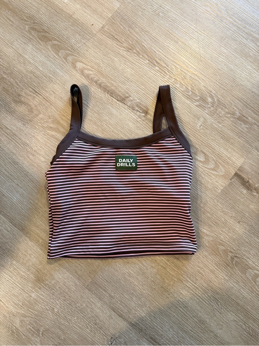 Daily Drills Taffy and Mocha Striped Crop Tank Top